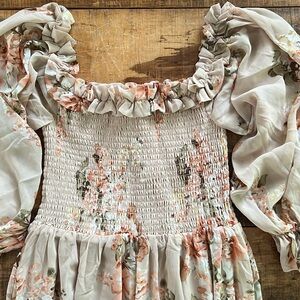 Flora Maxi Dress with Smock and Ruffle Details